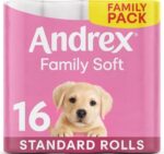 Andrex Family Soft Toilet Rolls - 16 Toilet Roll Pack - Bulk Buy Toilet Paper - Gentle and Soft on Your Family's Skin - Dermatologically Tested