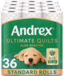 Andrex Ultimate Quilt Toilet Roll - 36 Toilet Rolls with Aloe Vera Fragrance, 3-Ply, Bulk Buy, Soft, Thick Sheets, FSC Certified