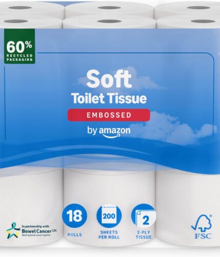 by Amazon Soft Toilet Tissue, 2-Ply, 45 Rolls (5 Pack of 9), 200 Sheets per Roll, FSC Certified