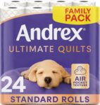 Andrex Ultimate Quilt Toilet Roll - 24 Toilet Rolls 4x6, 3-Ply, Bulk Buy, Soft, Thick Sheets, FSC Certified