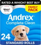 Andrex Complete Clean Toilet Roll - 24 Toilet Rolls, 3-Ply, Bulk Buy, Now Even Softer, FSC Certified, endorsed as a Which? Best Buy