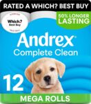 Andrex Complete Clean Toilet Roll - 12 Mega Toilet Rolls (=18 Standard Toilet Rolls), 3-Ply, Bulk Buy, Now Even Softer, FSC Certified, Endorsed as a Which? Best Buy